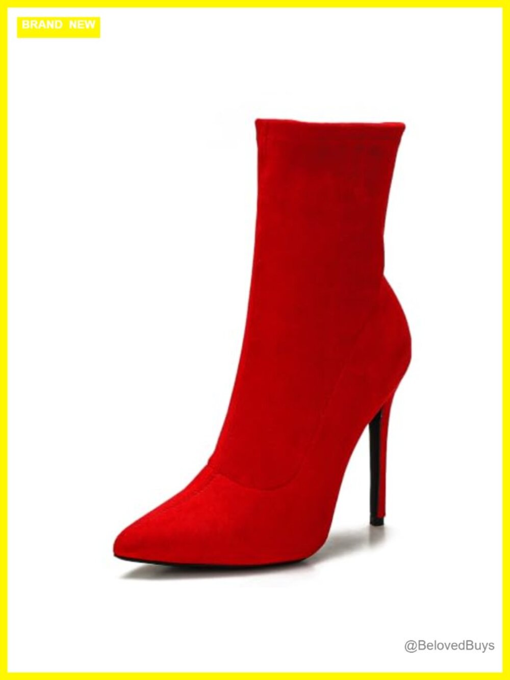 Pointed Toe Stiletto Heel Ankle Boots Side Zipper Faux Suede Booties